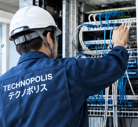 通信機器の配線・設定作業のイメージ写真